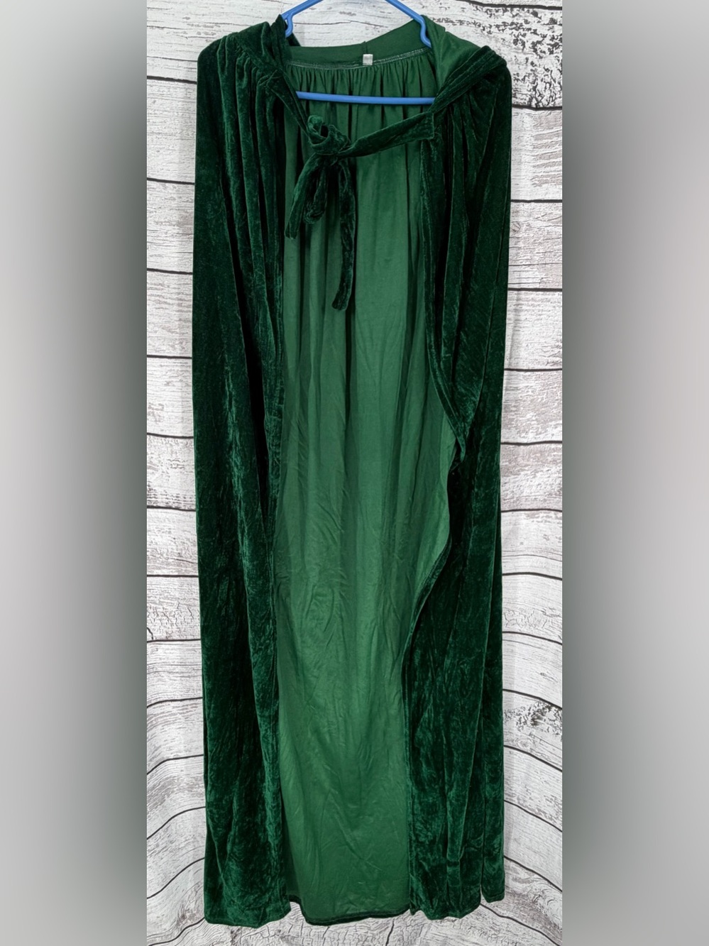 Women’s Deep Green Velvet Hooded Cape with Tie Closure